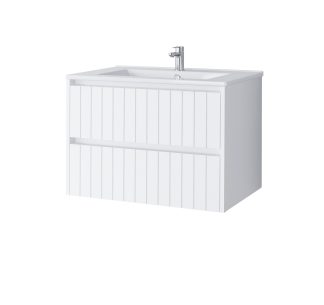 Szafka łazienkowa Melito z umywalką ceramiczną 70 cm, szuflady, wisząca, biały mat
